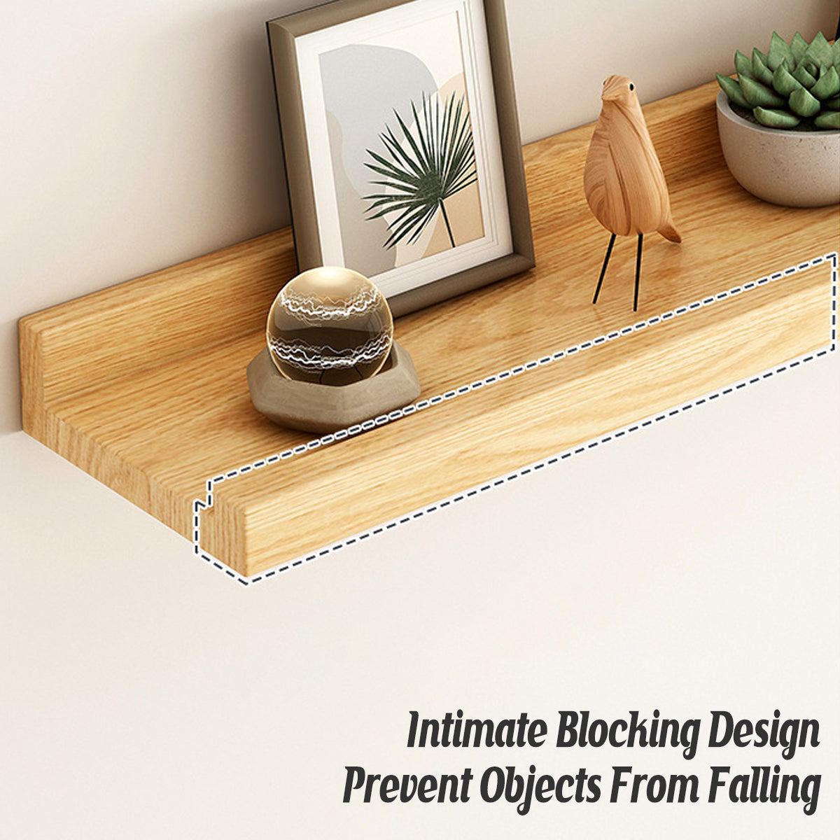 Wall Mounted Floating Wood Storage Shelf for Home Organization