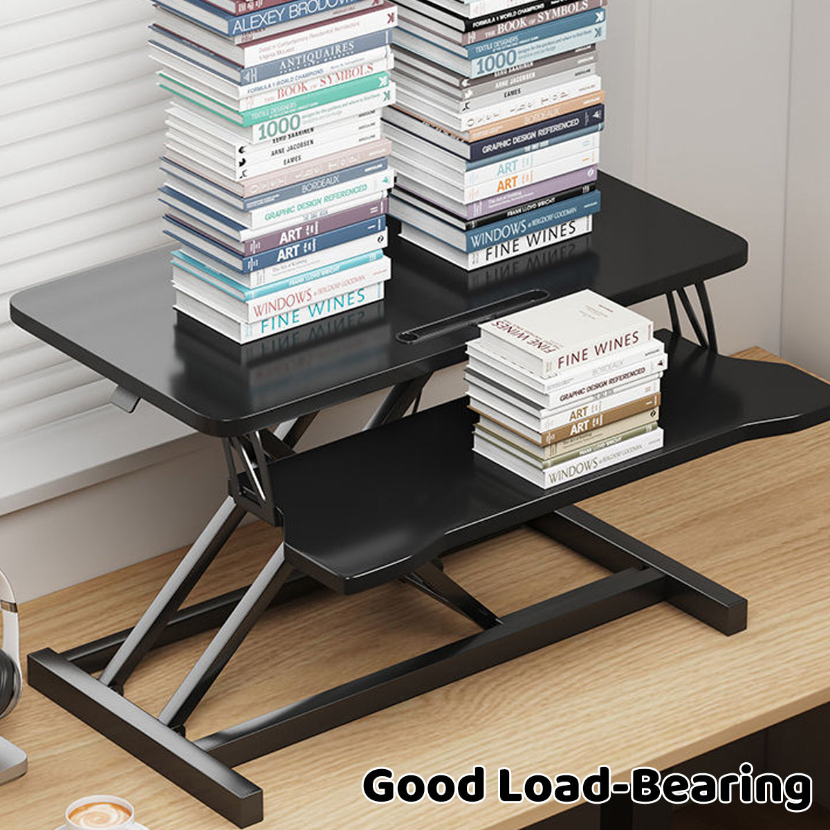 Adjustable Desktop Elevator Stand with Pneumatic Lift Black