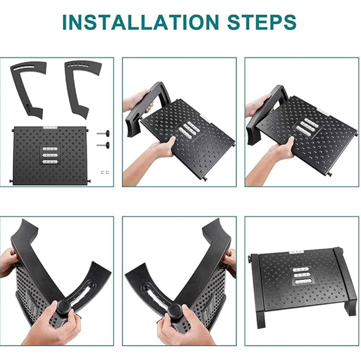 Office Foot Rest Stool Adjustable Pedal with Massage Support