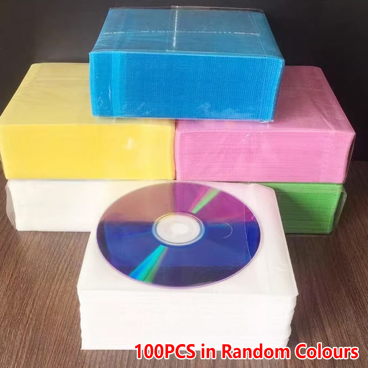 100 Pcs CD DVD Double Sided Plastic Sleeves Storage