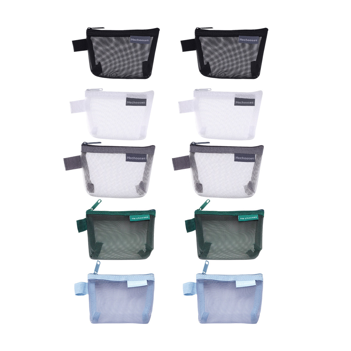 10 Pcs Mini Mesh Zipper Pouches Nylon Coin ID Card Holder