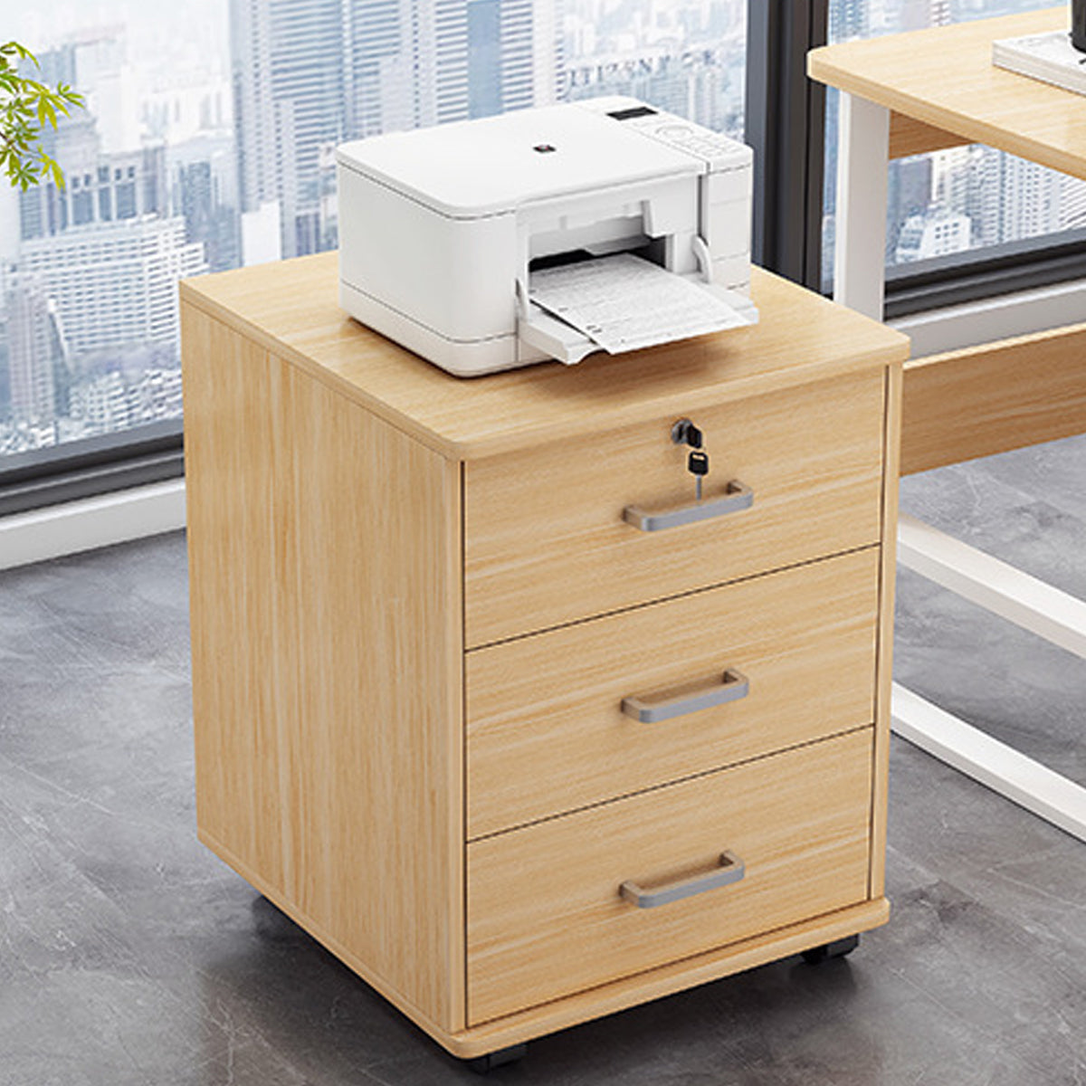 3-Drawer Rolling File Cabinet with Lock for Under-Desk Use