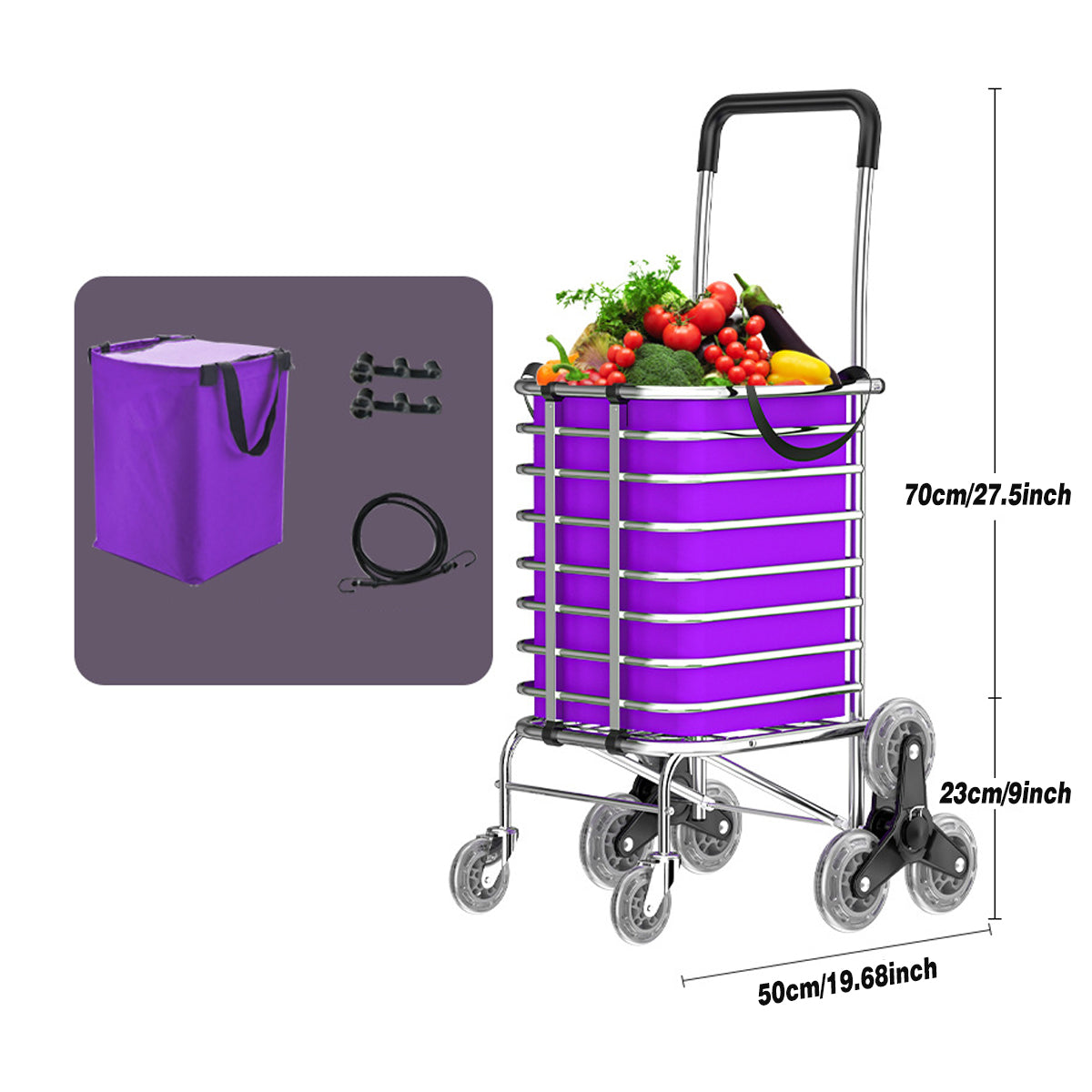 8-Wheel Folding Shopping Cart with Oxford Bag