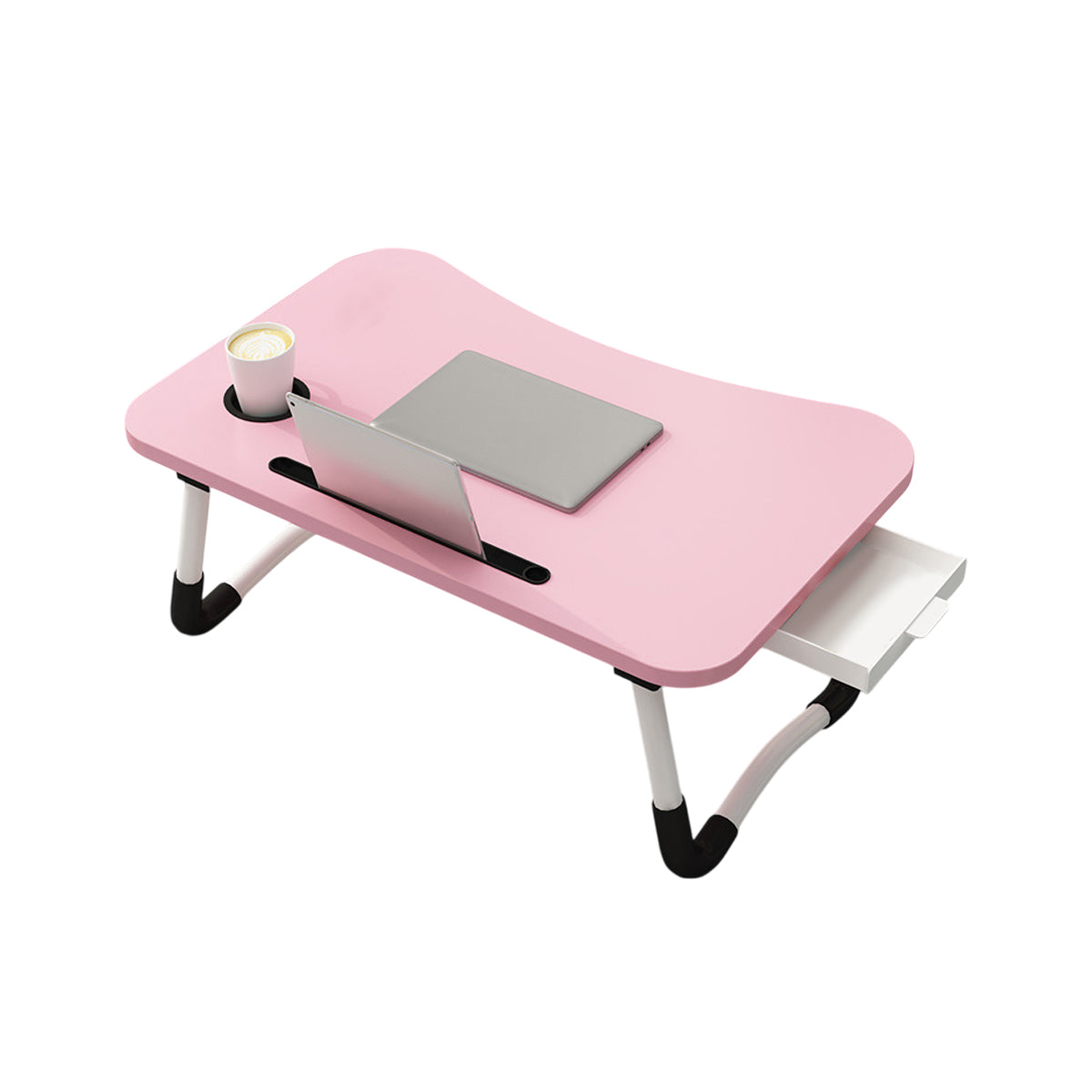 Foldable Overbed Laptop Table with Drawer