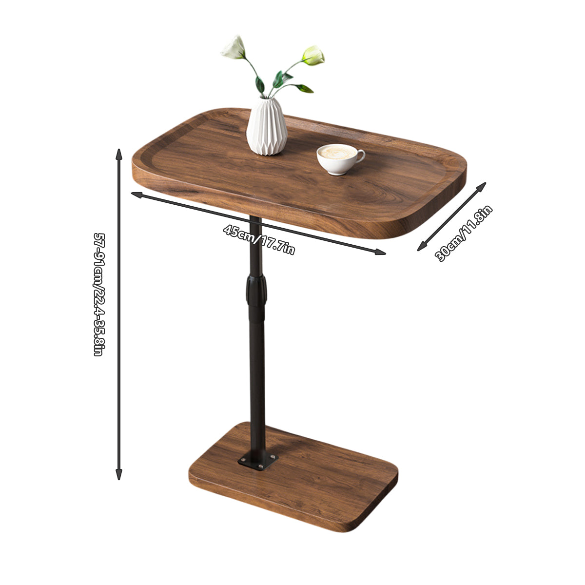 Height Adjustable Sofa Side Table Stable Base