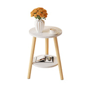 Small Round Coffee Table with 2-Tier Storage for Bedroom and Living Room