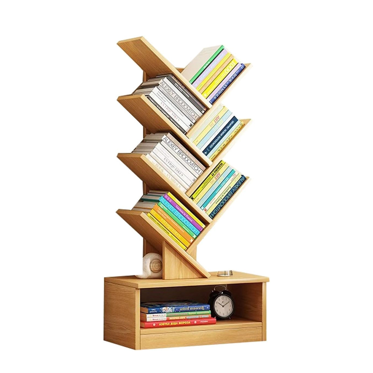 8-Shelf Tree Bookshelf with Modern Wood Design