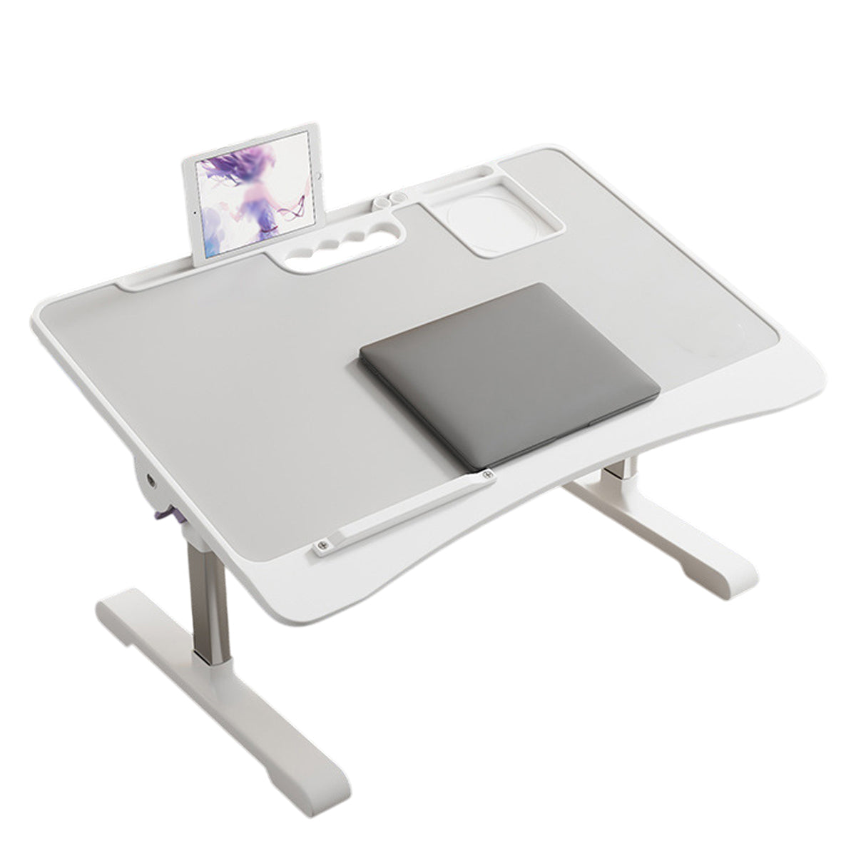 Overlap Desk Adjustable Overbed Desk with Folding Legs and Tilt Top for Study and ...
