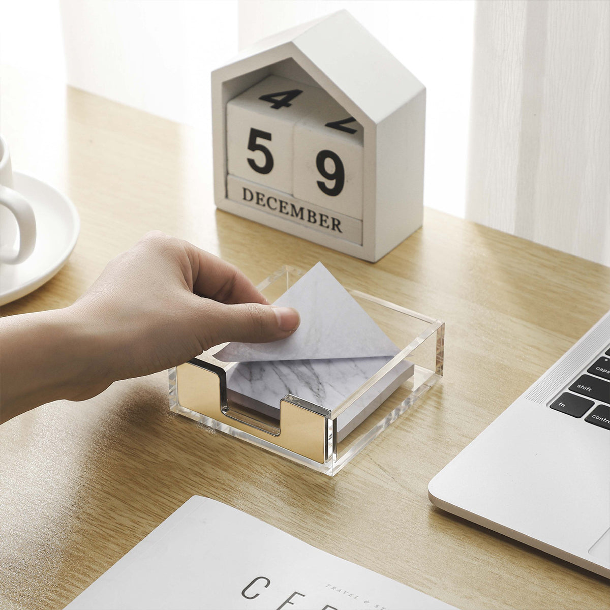 Large Desktop Sticky Note Box Organiser Acrylic Storage Holder