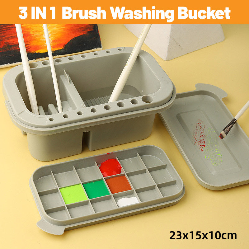 3-in-1 Pen Wash Bucket with Palette and 18 Compartments