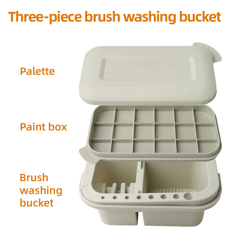 3-in-1 Pen Wash Bucket with Palette and 18 Compartments