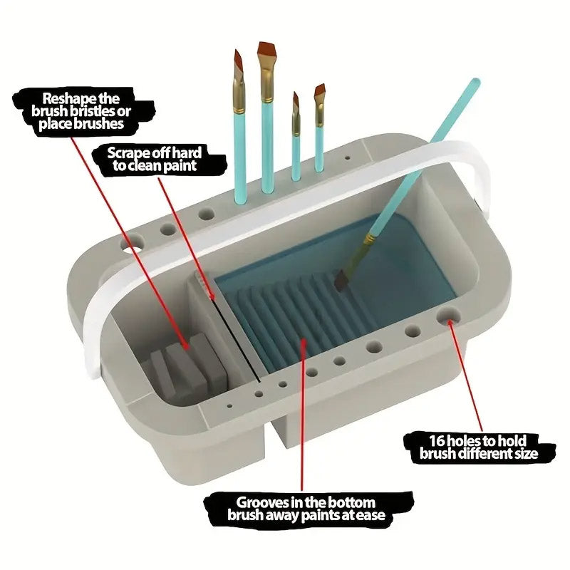 3-in-1 Pen Wash Bucket with Palette and 18 Compartments
