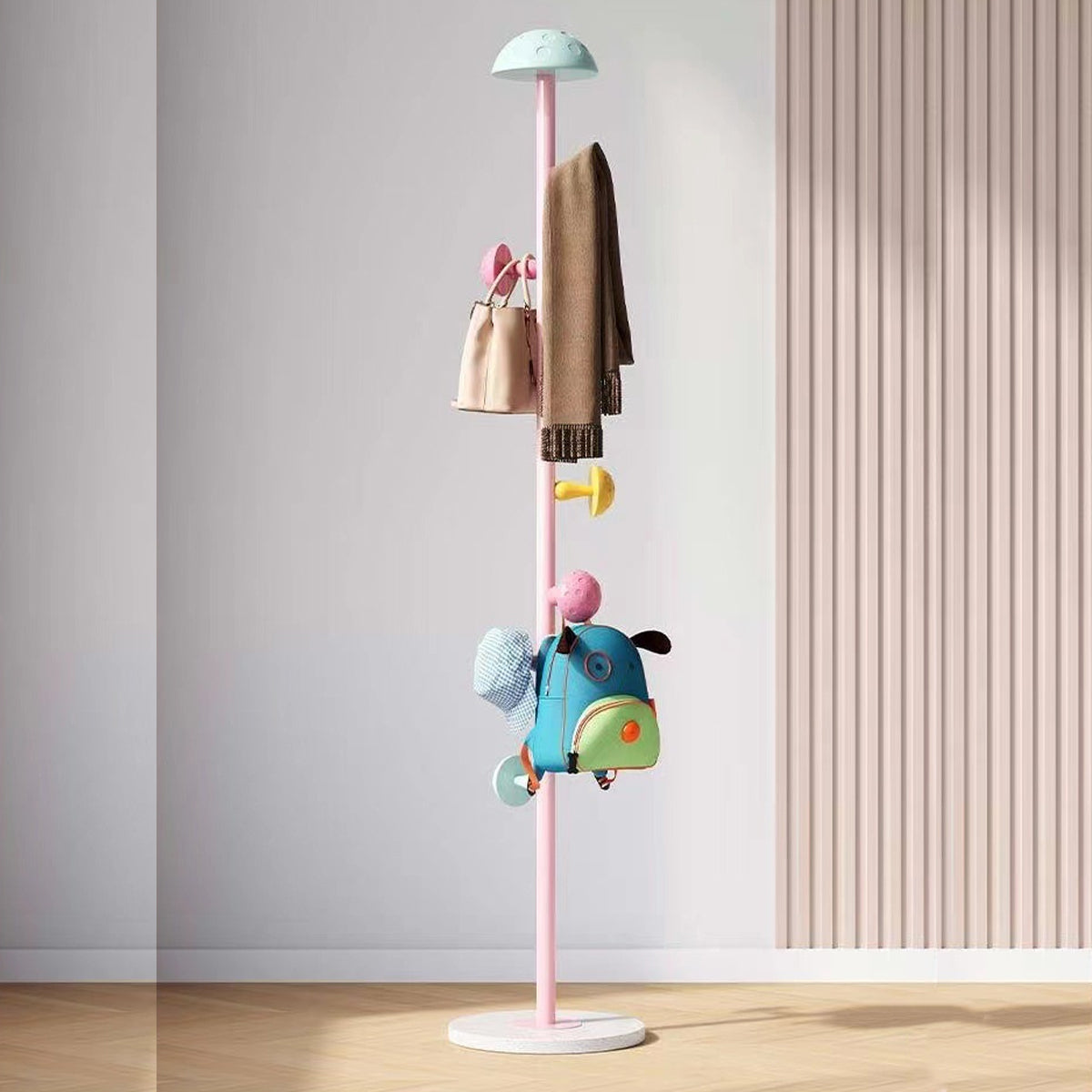 Kids Floor Coat Rack with Mushroom Hooks Bedroom