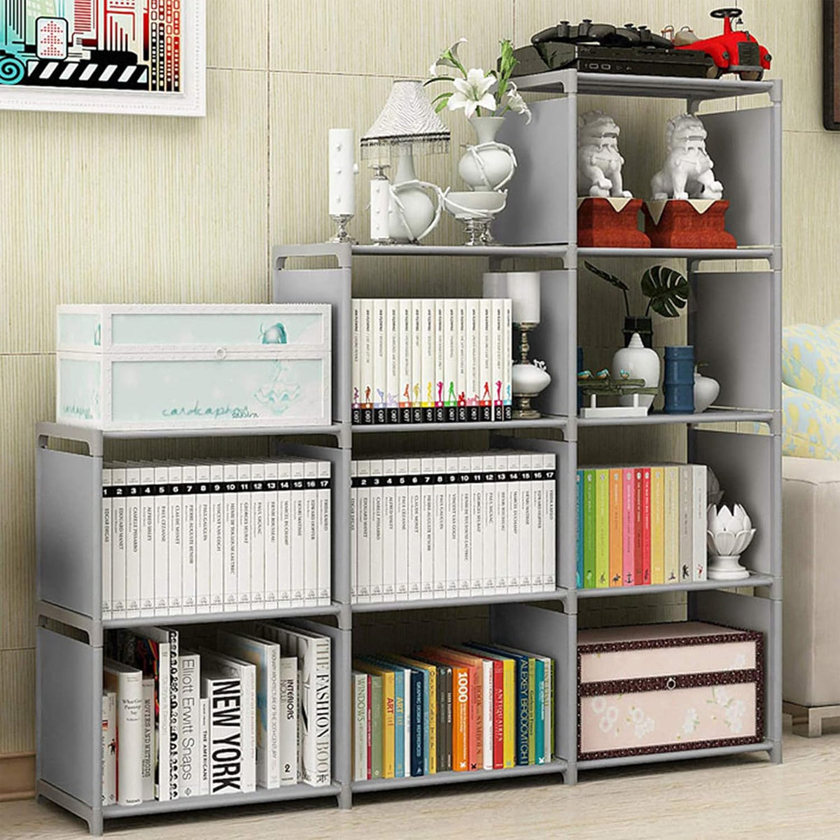 Multi Layer Bookcase Storage Rack with Waterproof Fabric