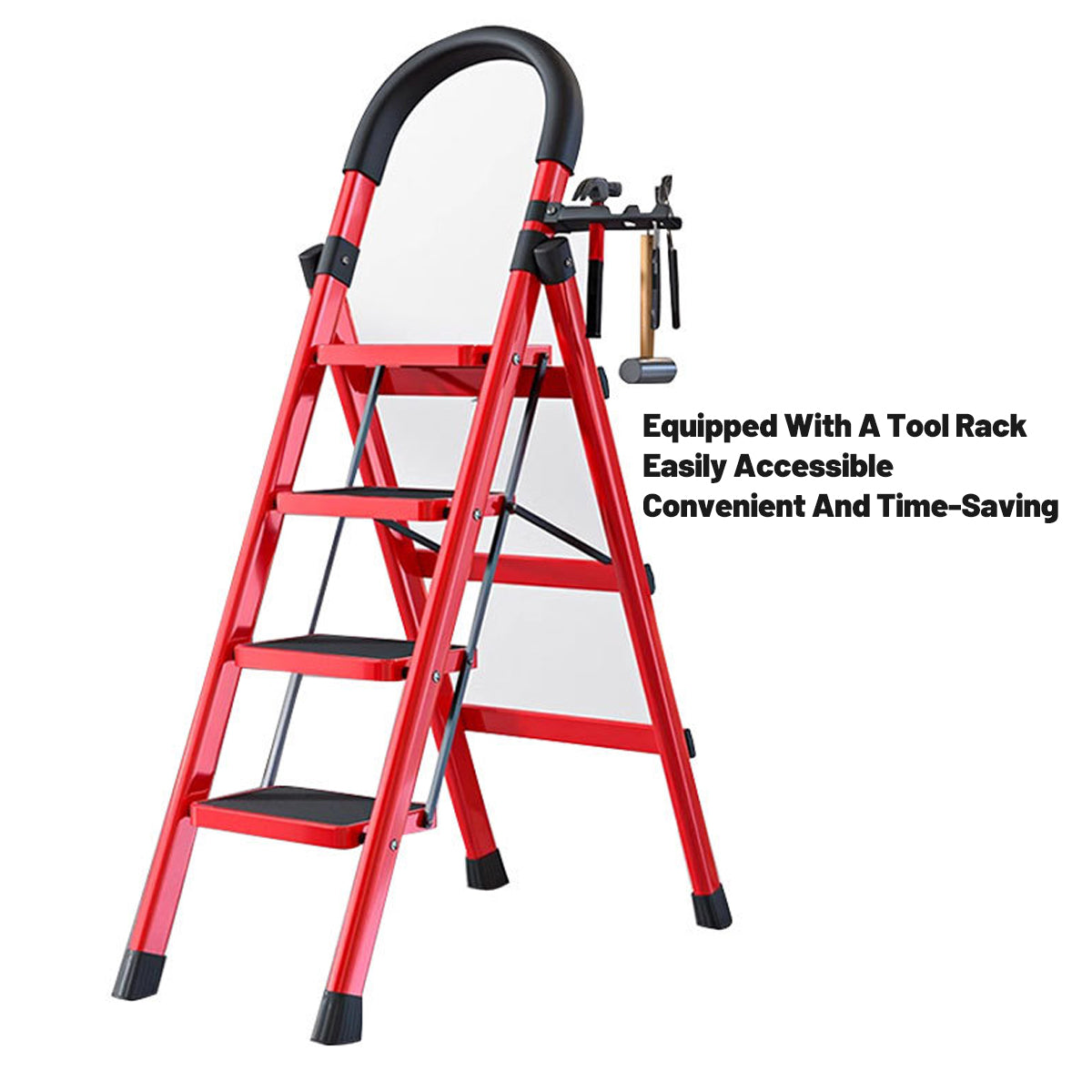 4 Step Carbon Steel Folding Ladder Heavy Duty Home Use