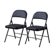 2 Pcs Folding Chairs with PU Leather Seat
