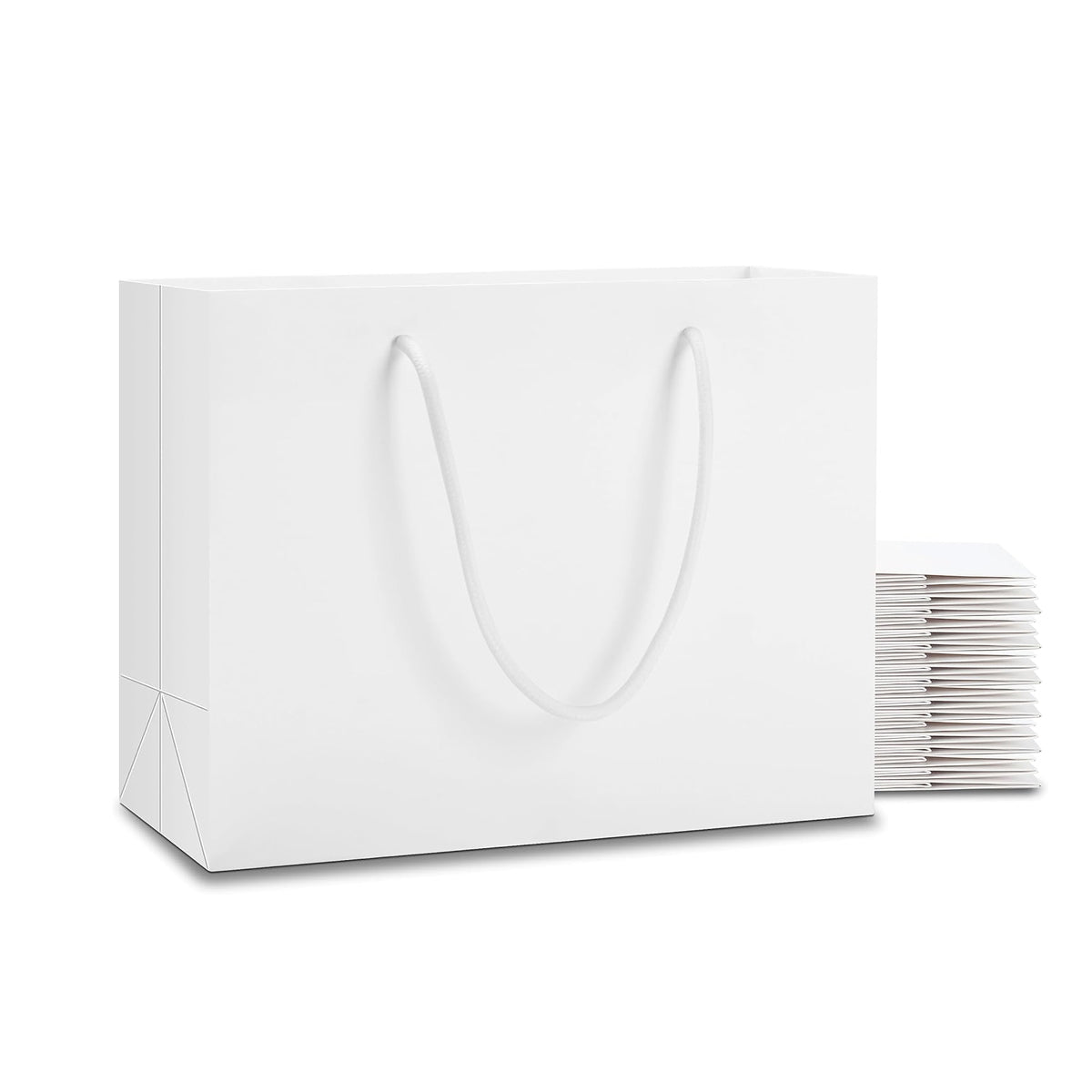 50 Pcs Kraft Paper Gift Bags Blank Shopping Handbags