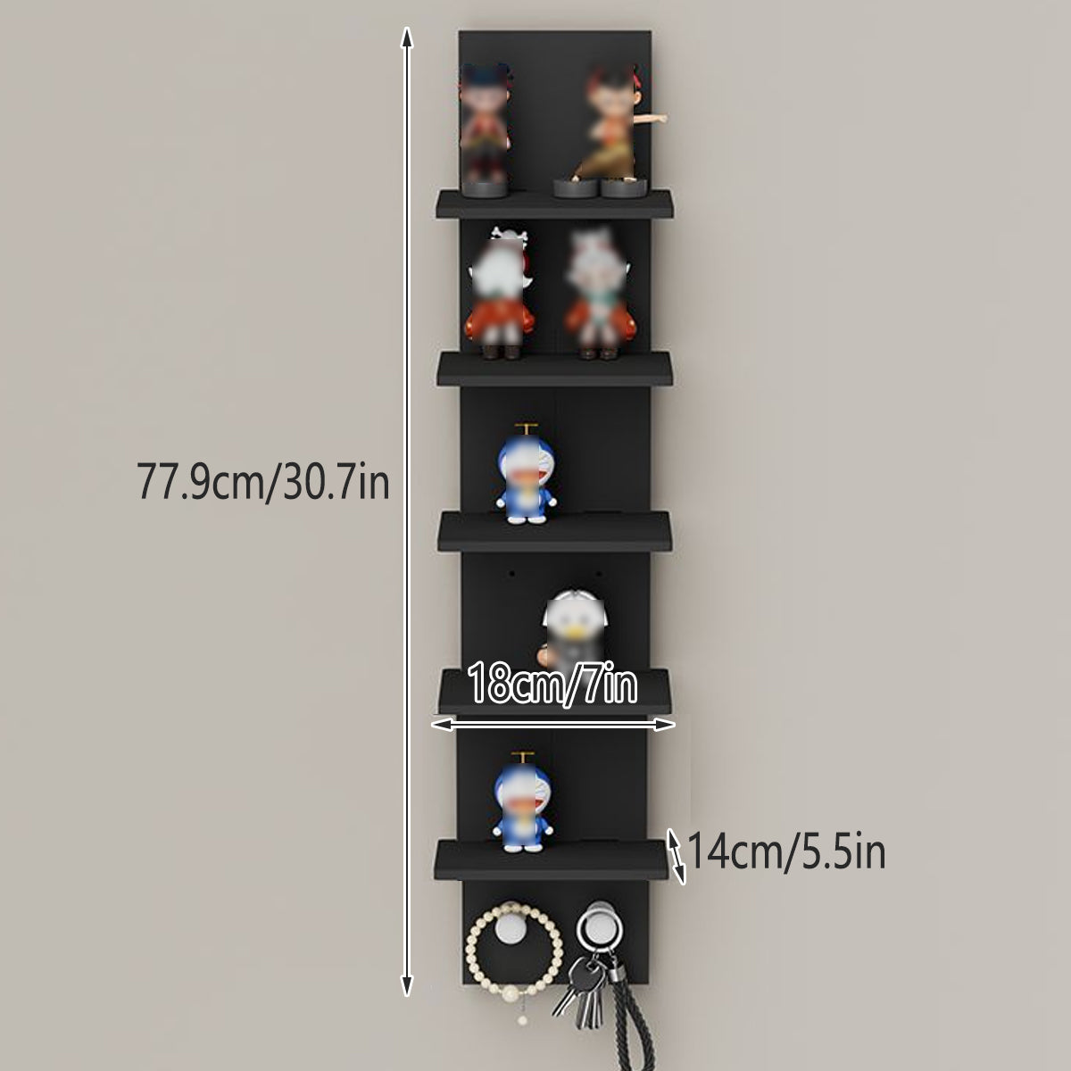 5-Tier Wall-Mounted Shelf with 40lbs Load Capacity
