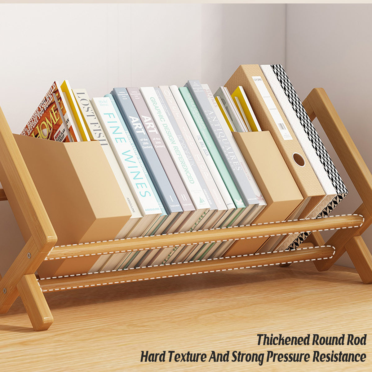 Bamboo Desktop Bookshelf Organizer for Home and Office