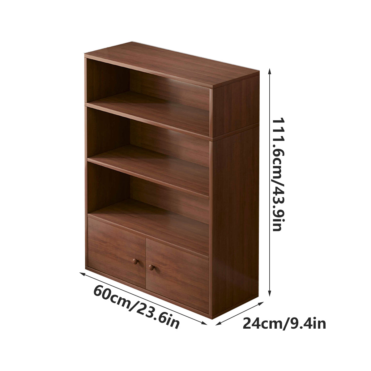 4-Tier Floor-Standing Bookshelf with Cabinet