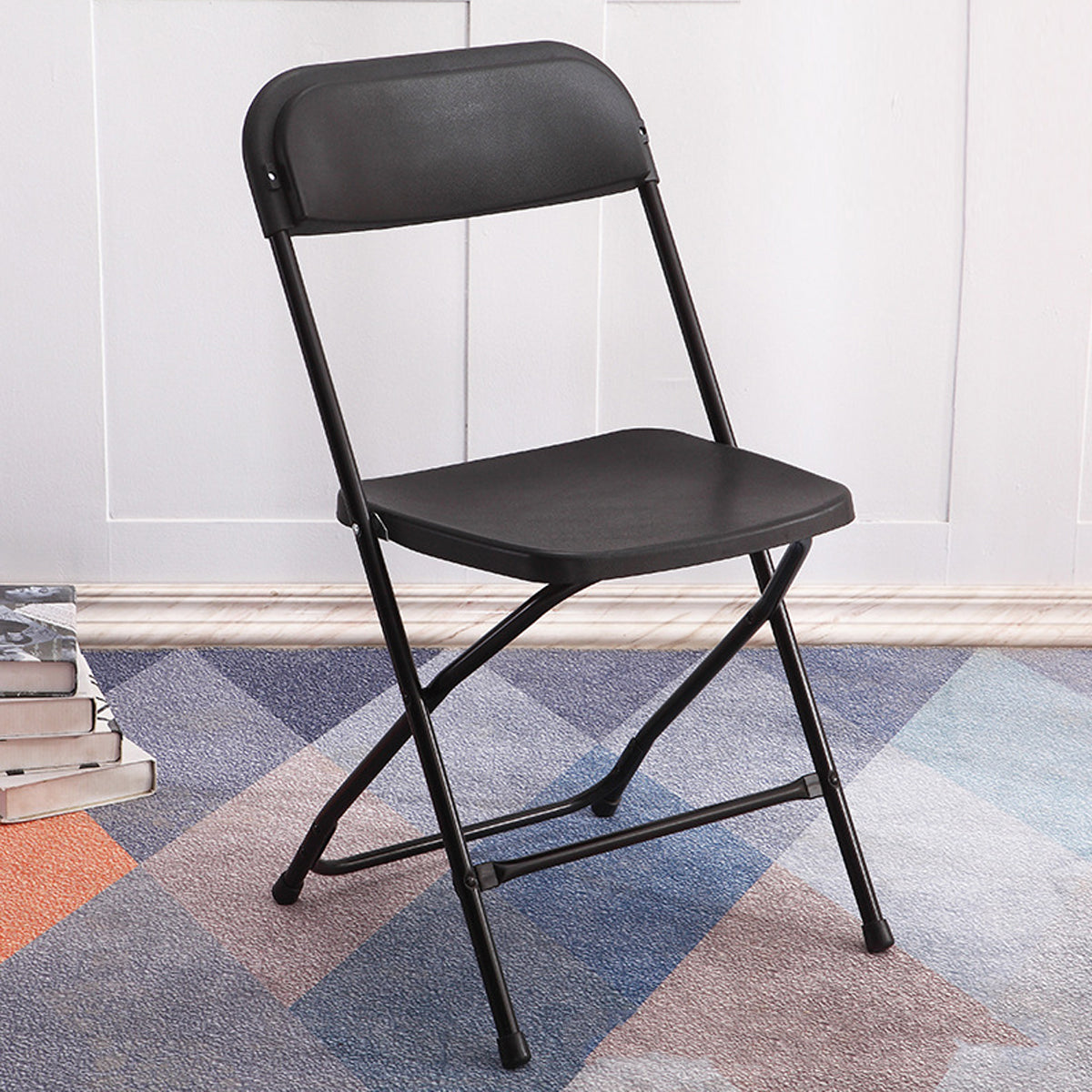 Folding Chair with Backrest Portable Metal Frame Seating for Indoor Outdoor