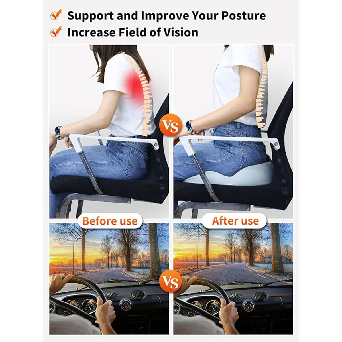 Memory Foam Seat Cushion with U-Shaped Cutout