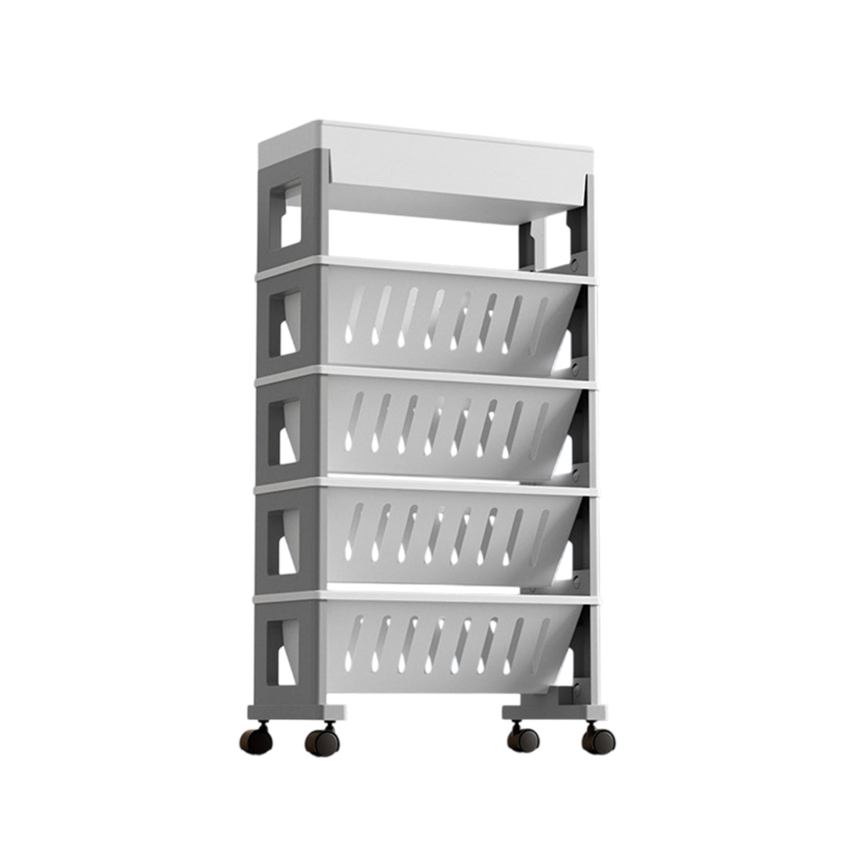 Movable Trolley Book Storage Rack with Four Layers