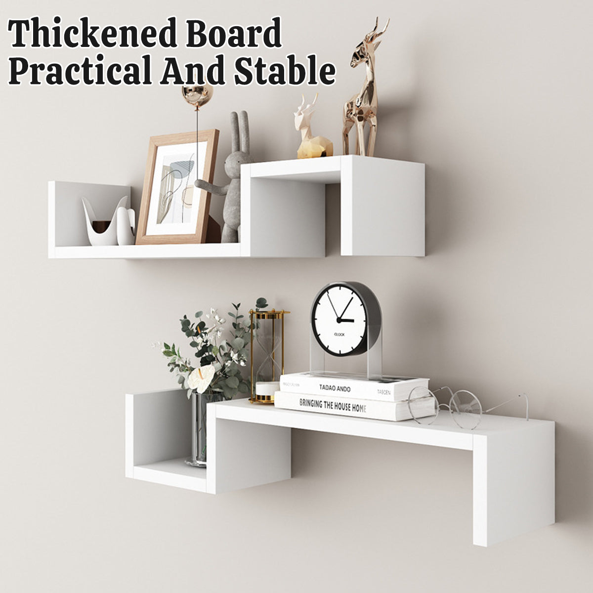 Wall Mounted Wooden Storage Shelf Multi Layer Display Rack