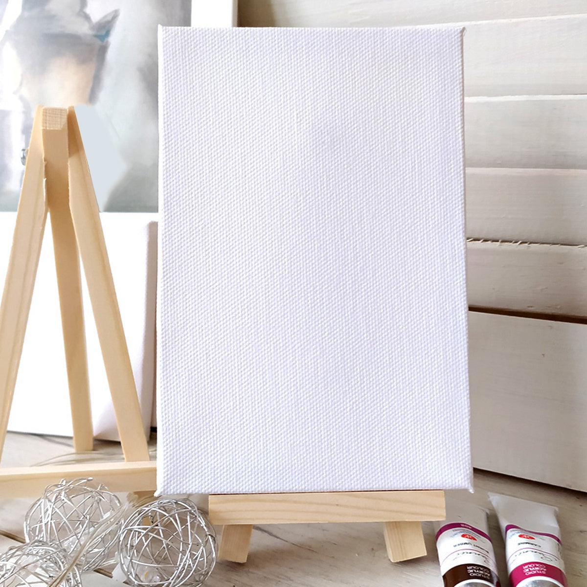 10 Sets Mini Easel DIY Art Kit with Canvas and Brushes