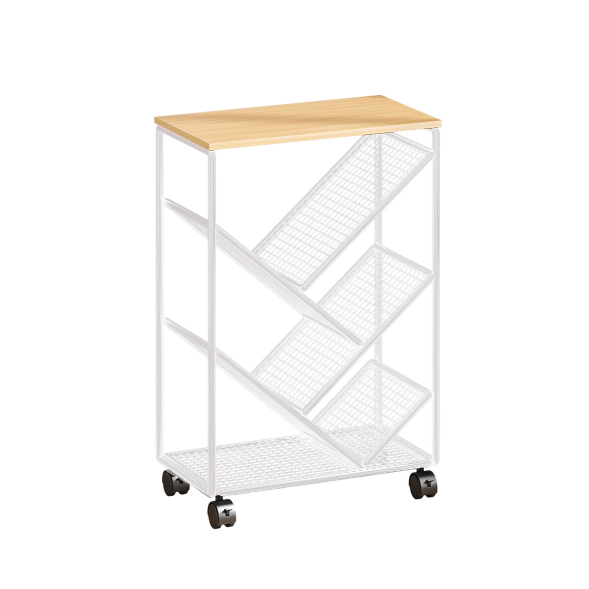 Mobile Wheeled Small Bookshelf Floor Storage Rack