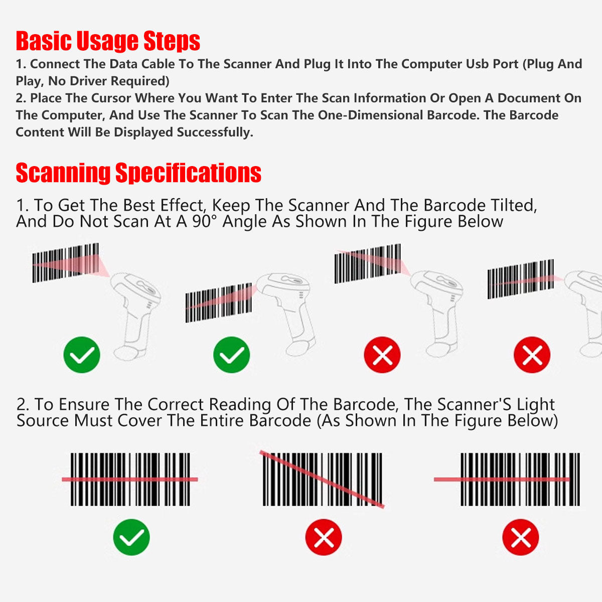 Wireless 2D Barcode Scanner Handheld QR Code Scanning Gun