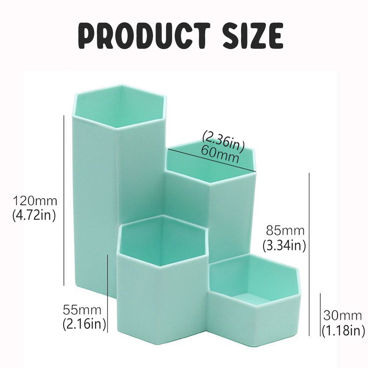 2 Pcs Hexagonal Pen Holder Macaron Colour PP Desk Organiser