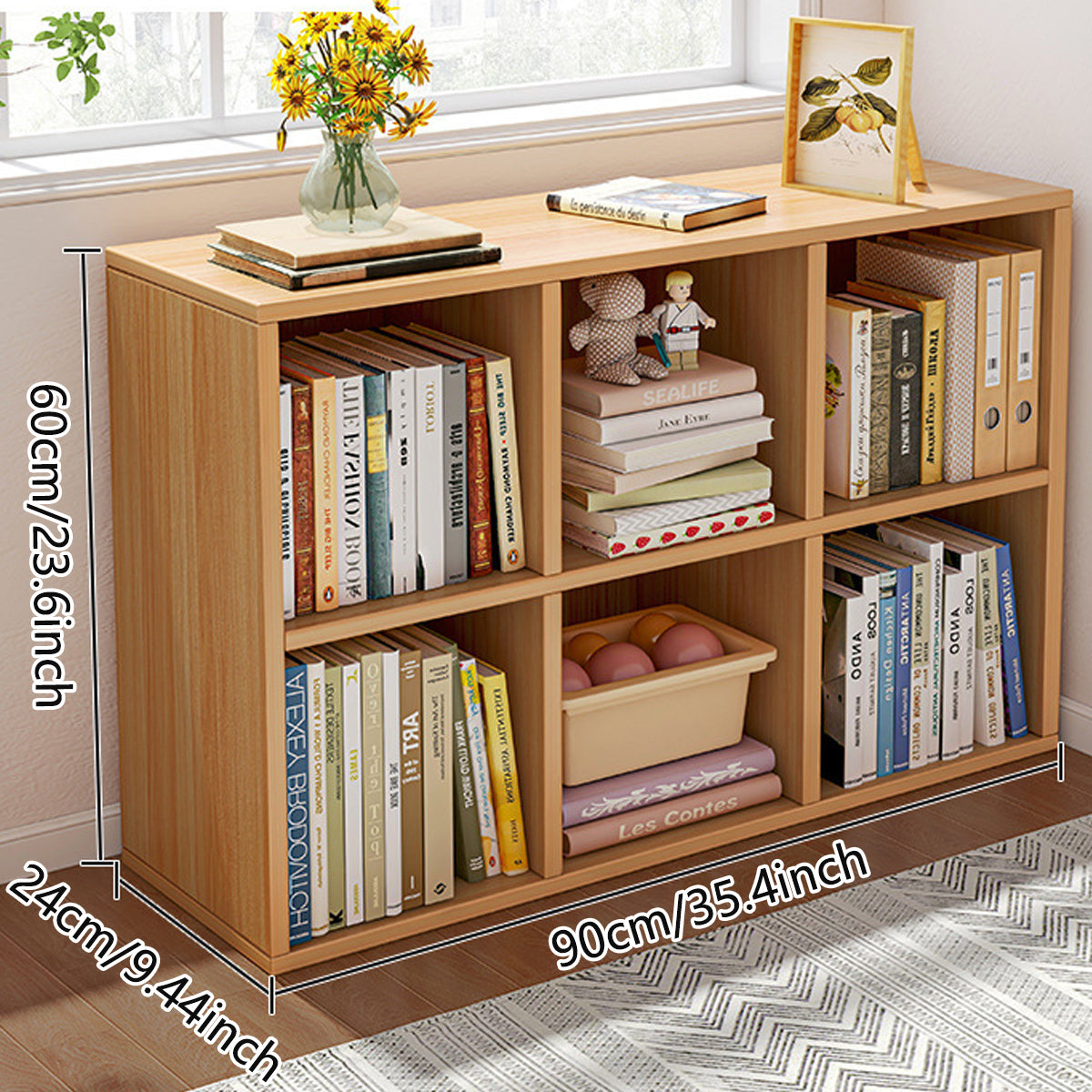Open Shelf Bookcase with Spacious Compartments