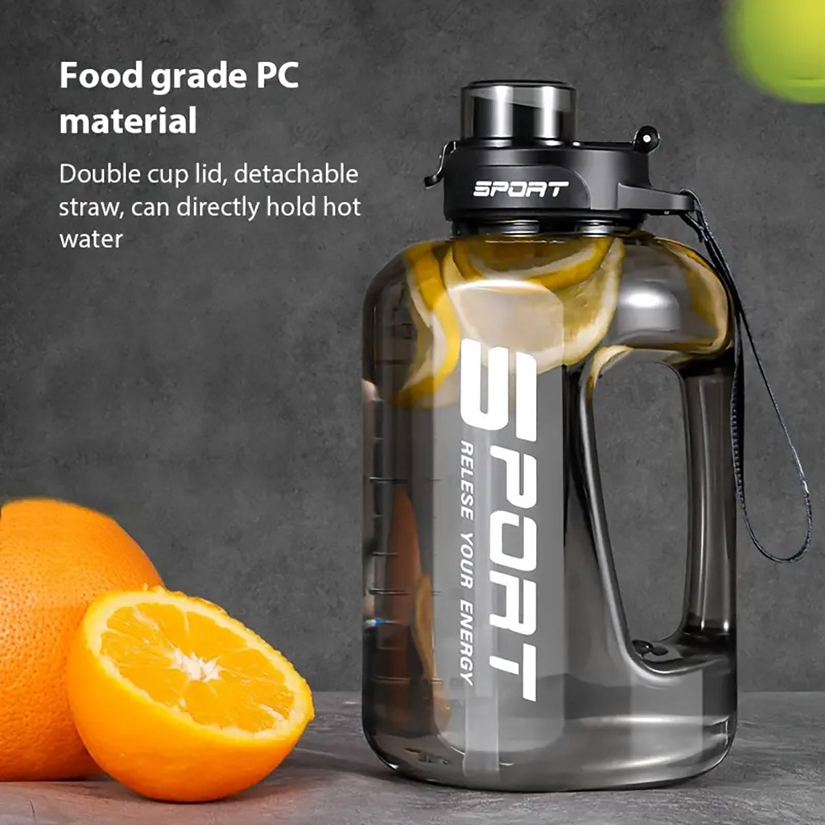 2.5L Sports Water Bottle with Straw for Gym Hydration