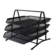 Metal 3-Tier File Rack Non-Slip Black Document Organizer