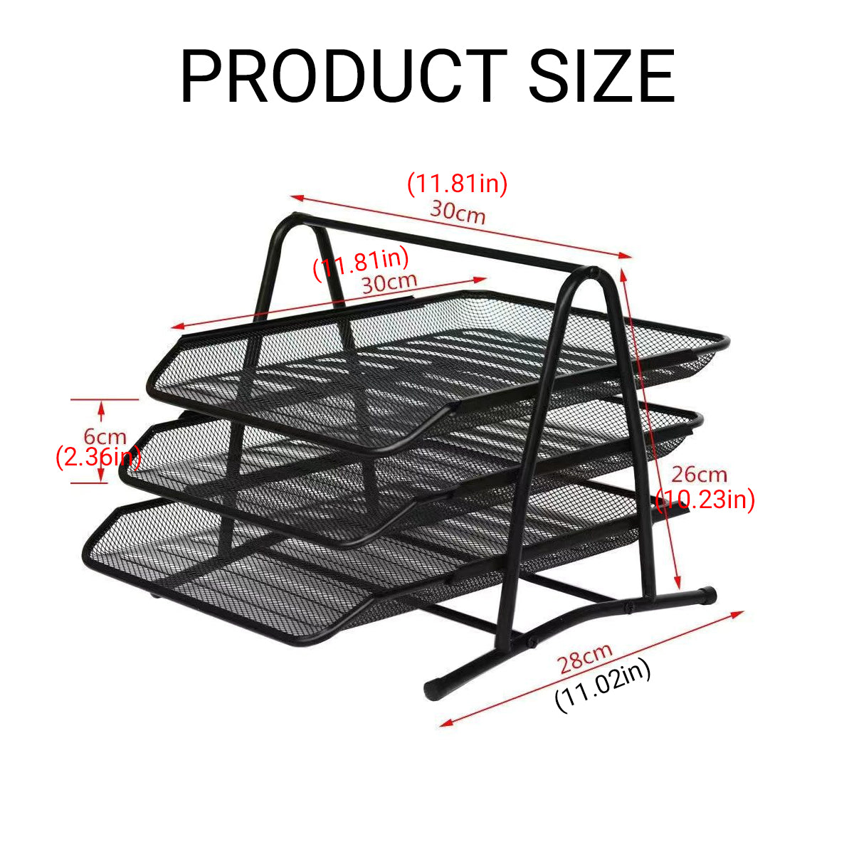 Metal 3-Tier File Rack Non-Slip Black Document Organizer
