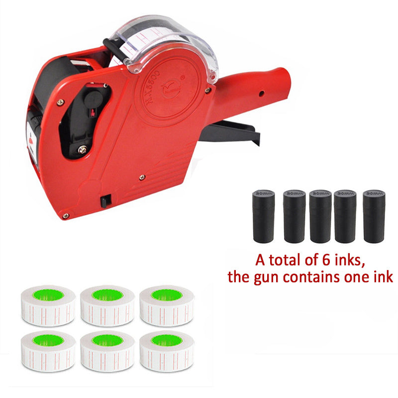 Price Tag Gun Labeller Kit with 6 Rolls Labels and Inks