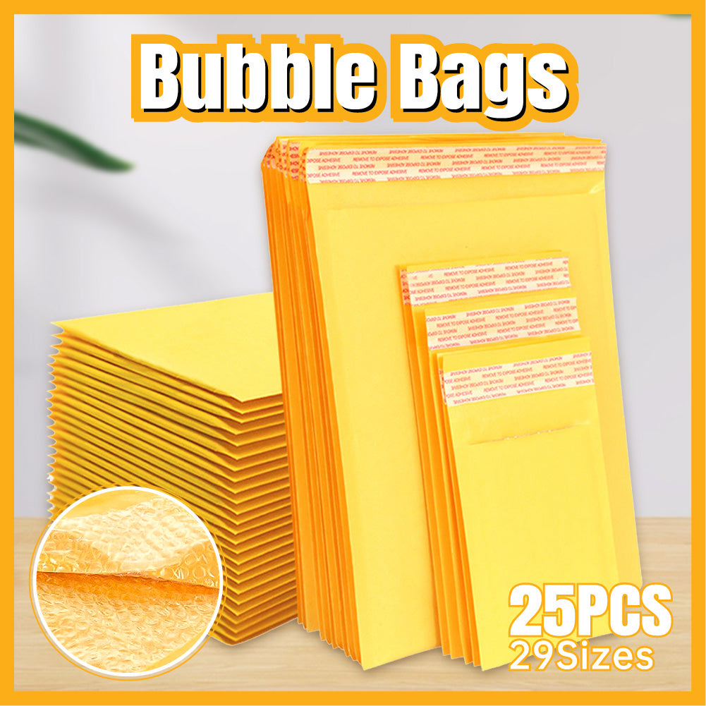 25 Pcs Bubble Mailer Envelopes Kraft Padded Yellow Bags