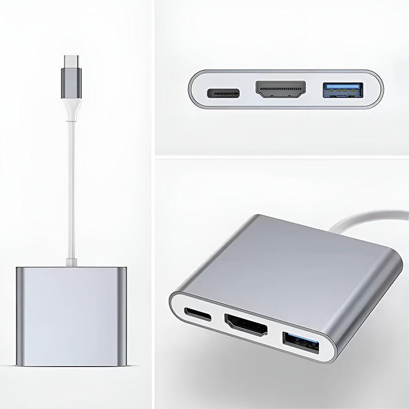 USB-C HDMI USB 3.0 Adapter 3-in-1 for MacBook iPad