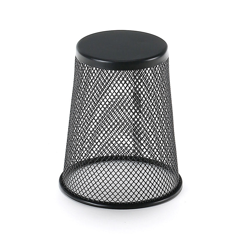 4 Pcs Round Pen Holders Metal Mesh Black Desktop Organiser