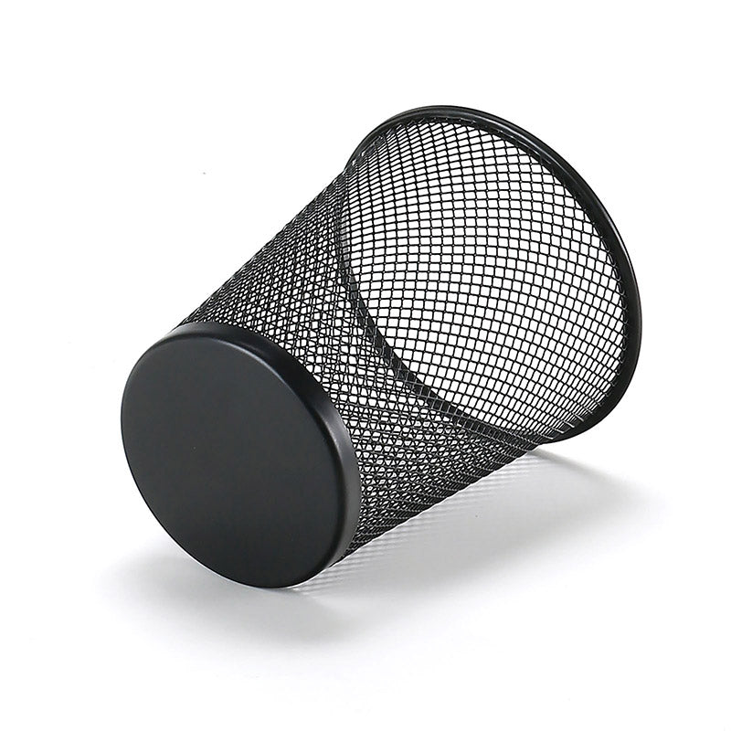 4 Pcs Round Pen Holders Metal Mesh Black Desktop Organiser