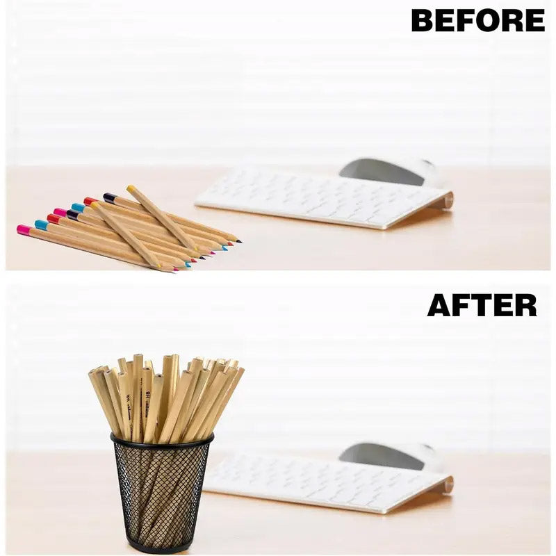 4 Pcs Round Pen Holders Metal Mesh Black Desktop Organiser