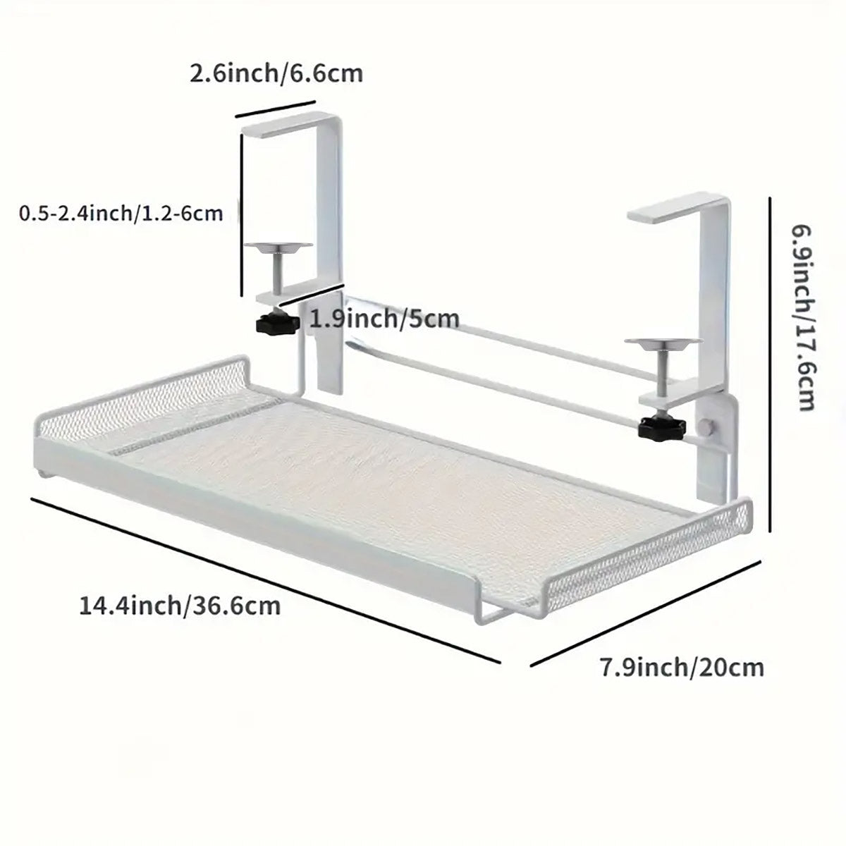 Under Desk Storage Shelf with Clamp Mount