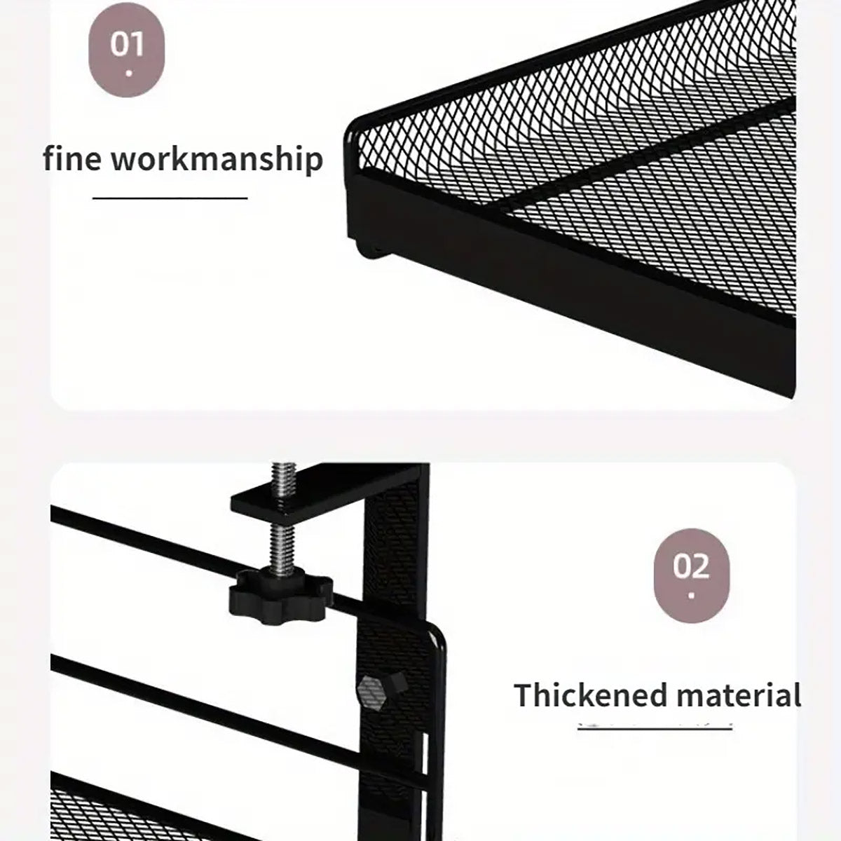 Under Desk Storage Shelf with Clamp Mount