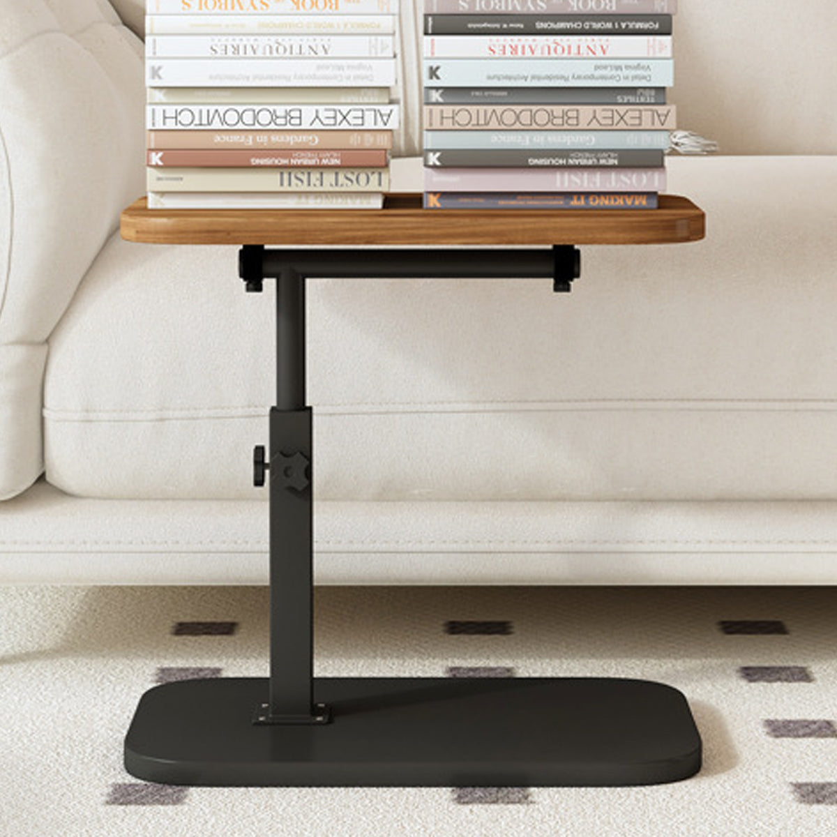 Adjustable Height Side Table Flip Top Guard Rail