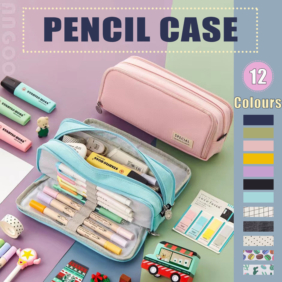 Zipper Pencil Case Large Capacity Foldable with Pockets