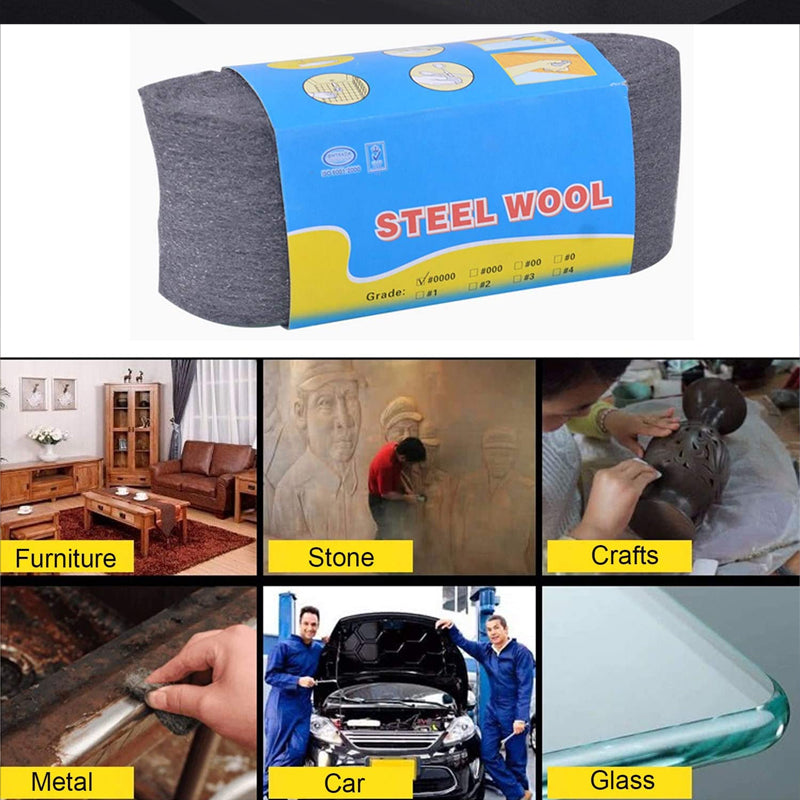 2/3/5 Pcs Steel Wire Wool Grade 0000 Grey Polishing Cleaning Remover