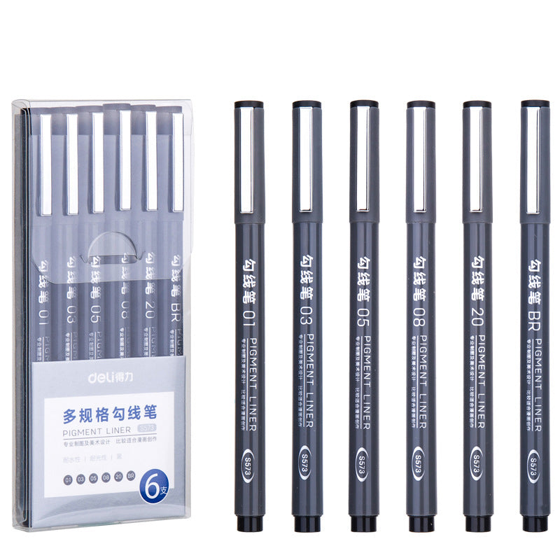 6PCS Micro Fineliner Pen Set Waterproof Black Ink