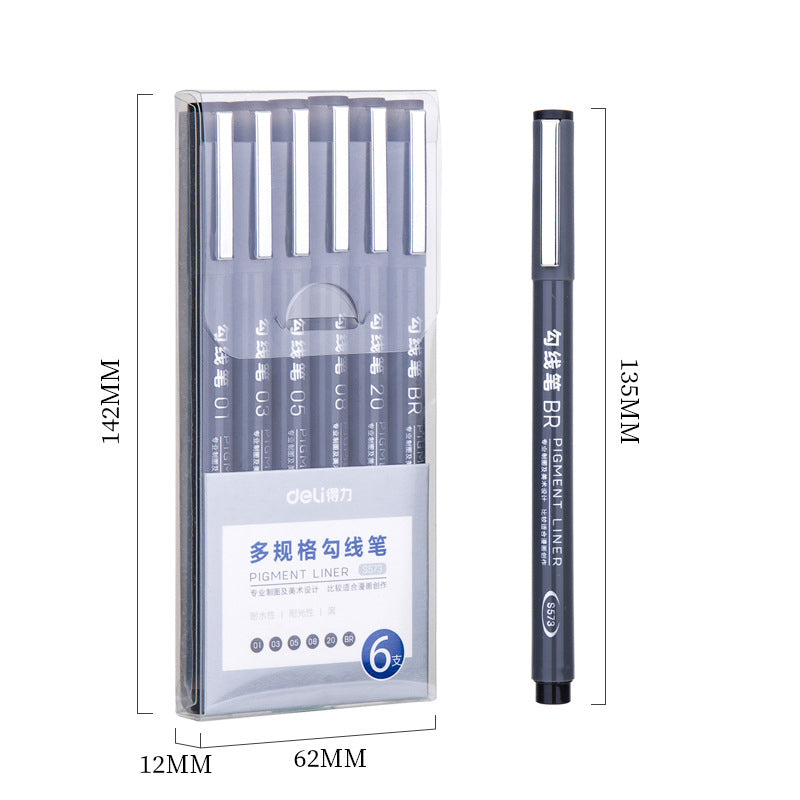 6PCS Micro Fineliner Pen Set Waterproof Black Ink