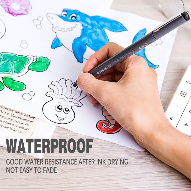 6PCS Micro Fineliner Pen Set Waterproof Black Ink